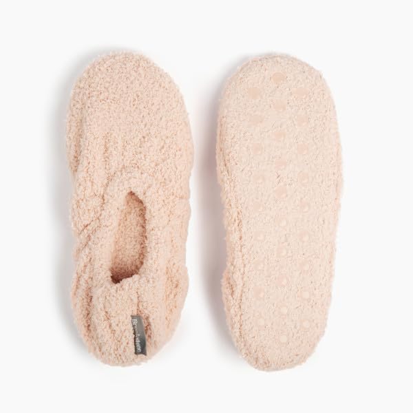 Image of Brookstone Plush Footies - Memory Foam Slippers with Ultra-Soft Sherpa, Non-Skid Sole, One-Size-Fits-Most, Machine Washable for Women, Stocking Stuffers and Christmas Gifts