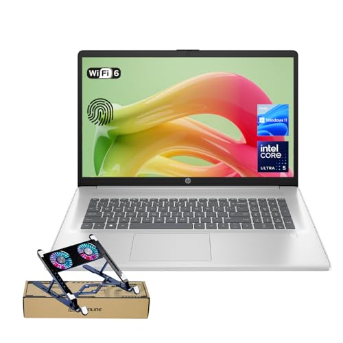 Image of HP Business Laptop, 17.3 inch Touchscreen, Intel Core Ultra 5 225U (> i7-1355U) for Multitasking, 32GB DDR5, 2TB SSD, Fingerprint, Backlit KB, Win11 Home, Silver, Bundle with PCO Laptop Cooler