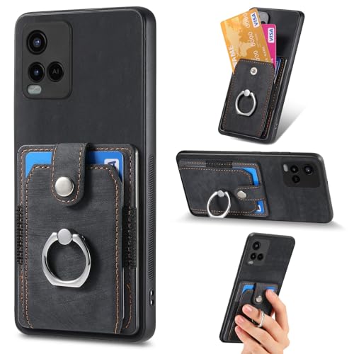 Image of Jiajihua Case Compatible with Xiaomi Civi 3 5G,Compatible with Xiaomi Civi 3 5G Wallet Card Holder Magnetic 3 in 1 [PC+TPU+PU] Kickstand Black