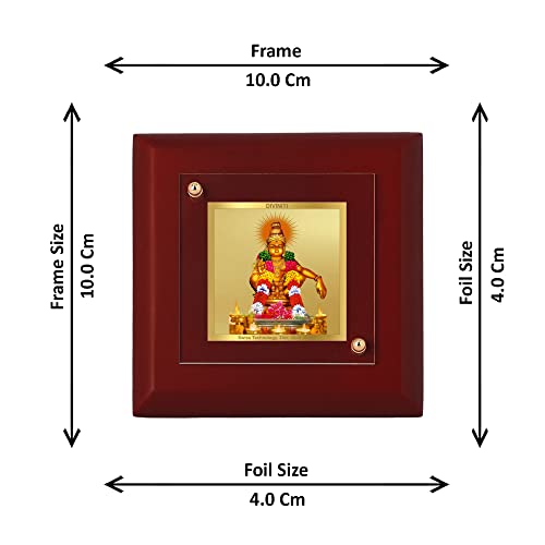 Image of DIVINITI Lord Ayyappa 24K Gold Plated MDF Photo Frame|Premium Religious Table Top Frame for Home, Office & Prayer Room|Luxury Spiritual Gift Item for Housewarming, Festive Gifting|10 x 10 CM