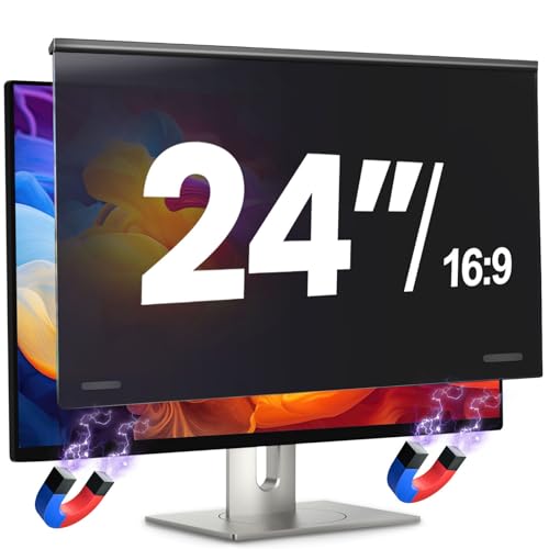 Image of Magnetic 24 Inch Computer Privacy Screen Filter for 16:9 Aspect Ratio Widescreen Monitor, Eye Protection Anti Glare Blue Light, Removable Anti-Scratch Protector