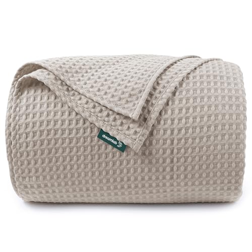 Lista de Cubrecamas más recomendados. 45 Dreamlab Manta con Textura Tipo Waffle | Colcha Ligera y Transpirable | Elegante Punto Gofre para Pie de Cama o Sofá | Blancos Frescos para el Hogar | Colcha Individual, Color...