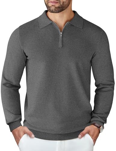 Amazon.com: COOFANDY Mens Knit Polo Sweater Casual Long Sleeve