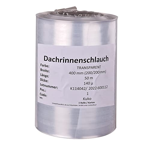 Stabilo Dachrinnenschlauch 50 Meter Regenrohr Fallrohrersatz Dachrinnen Schlauch 140um Cover