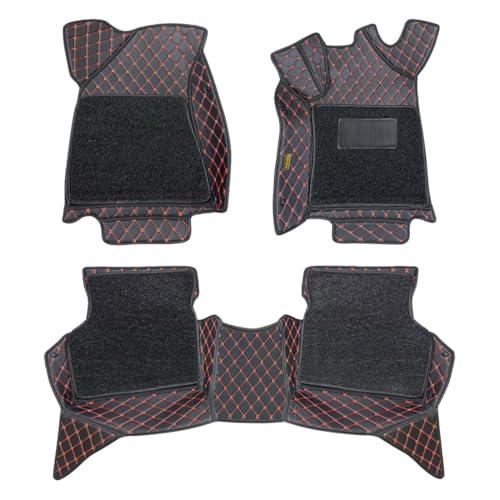 Image of Premium 7D Car Floor Mat for Mahindra XEV 9S | Black Red with Black