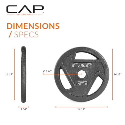 CAP Barbell 35 lb Olympic 2-Inch Cast Iron Grip Weight Plate – Single | Black - Image 5