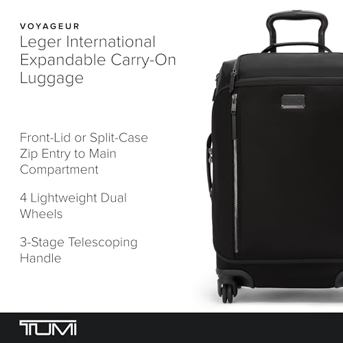 TUMI - Voyageur Leger 4 Wheeled Luggage - Women's Lightweight and Spacious, Sleek Silhouette, Durable Premium Suitcase - 21.8" International Expandable Carry-On, Black with Gunmetal Hardware - Image 2