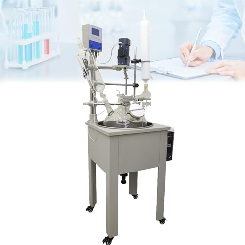 TECHTONGDA 30L Single Layer Glass Reactor 110V Labs Chemical Glass Reactor with Condensor and Stainless Steel Water Bath, Chemical Reaction Vessel for Chemical Biosciences Fields