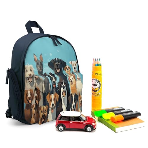 A Large Group of Dogs on A Blue Background Mini Backpack Light Weight Small Travel Backpack Shopping Travel Daypack3