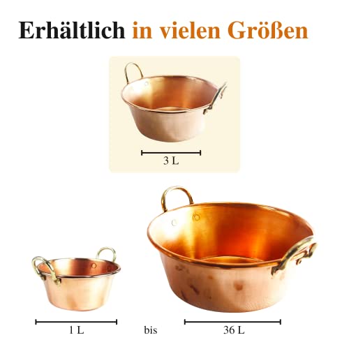 Foto von CopperGarden Soßen- & Marmeladentopf 3 Liter I Kochtopf aus Kupfer mit 24 cm Durchmesser I großer Topf zum Marmelade kochen I für offenes Feuer & Gas geeignet I ideale Wärmeverteilung