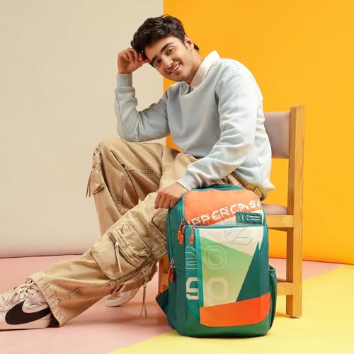 Image of uppercase Campus School Backpack | Well-Padded, Double Compartment with File Sleeve, Organizers, Side Bottle Pocket | For Boys & Girls | 500 Days Warranty