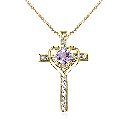 Sterling Silver Peridot Cross Heart Pendant Necklace for Girls, Teens or Women