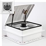 Pafessa USA RV Roof Vent with Fan 12-Volt 4-Speed Reversible - 14'x14' - with LED Light Trim Shroud - Manual