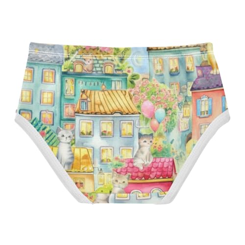 Cotton Toddler Underwear Floral Cute Cats Whimsical Houses Panties for Girl Florals Briefs Girls Undies 2t2
