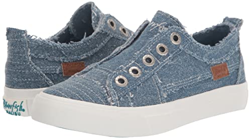Blowfish Malibu Women's Play Sneaker, Light Stone Washed Denim, 7