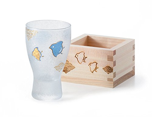 アデリア 酒器 枡酒グラス 浪千鳥 100ml [プレミアムニッポンテイスト/枡酒グラス/盃/枡酒/枡付き杯] 日本製 化粧箱入 誕生日 ギフト プレゼント 6660