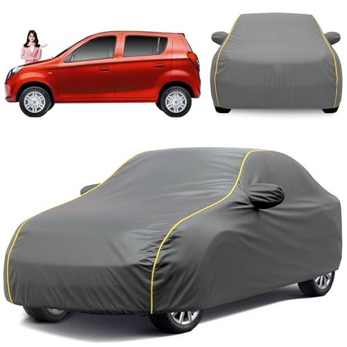 Image of Avecrew 100% Waterproof Car Cover for Maruti Suzuki Alto 800 All Model Mirror & Antenna Pocket Triple Stitched, Dustproof Full Body Protection (Heat & UV Resistant,Grey)