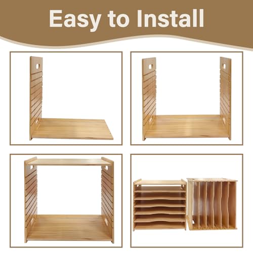 varrisin 6 Tier Wooden Tray Dividers for Cabinets, Cookie Sheet Organizer 15.7" W x 16.5" H x 12.6" D Baking Sheets, Pans and Cutting Boards Organizer for Kitchen Cabinets or Countertop by varrisin - Used condition - Image 4