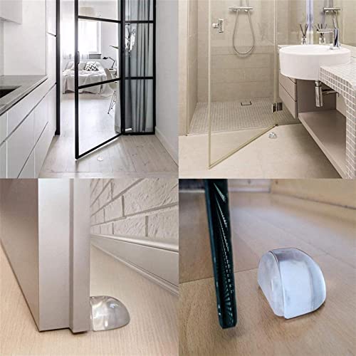 Tope de puerta para suelo autoadhesivo y transparente con protector de pared 6