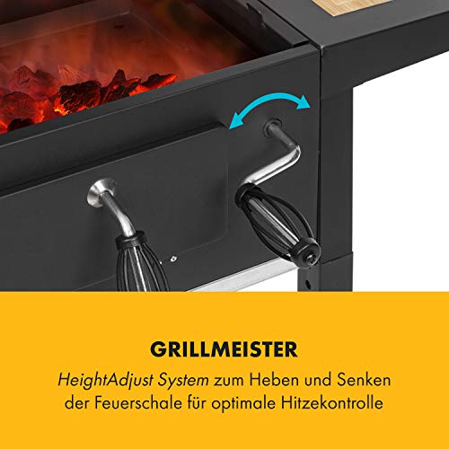 Klarstein Meat Machine - Holzkohlegril, BBQ-Grill, Smoker, Grillfläche: 45 x 32,5 cm, HeightAdjust System, inkl. Lüftungsschieber und Schornstein, integriertes Thermometer, schwarz – Bild 4