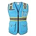 HoliSecure Safety Vest for women, Hi vis Reflective Lady Work vest With 9 Multi Pocket And Zipper(Blue Medium)