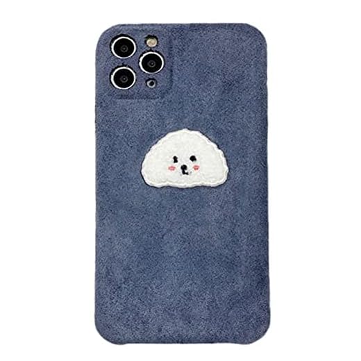 QJSMGZS Härlig söt hund mjuk varm furry plysch telefonväska For iPhone 12 Pro Mini 11 Pro max 7 8 Plus X XR XS Max Cartoon Back Cover (Color : B, Size : For iPhone SE 2020)