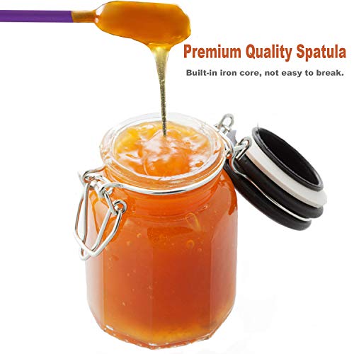 Makeup Spatula, Beauty Spatula, 4 Pack Mini Silicone Spatula, Small Spatula Set For Cosmetics And Kitchen Jar, Last Drop Spatulas, Tiny Scraper For Kitchen Bottles,Cosmetic,Lotion (Purple) #TOP2