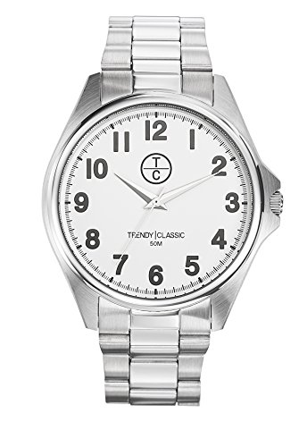 TRENDY CLASSIC CM1018-01 - Reloj de Pulsera Hombre, Metal, Color Gris