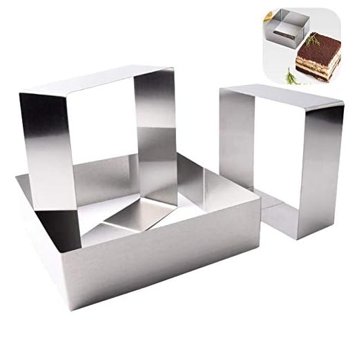 sokey - Juego de 3 moldes para repostería, moldes para pastelería, Molde Cuadrado Profesional de Acero Inoxidable