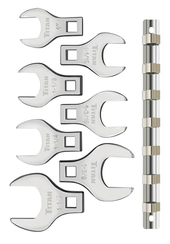 Titan 17671 Conjunto de 7 peças de 1/2 polegada Drive SAE Jumbo Crowfoot Wrench
