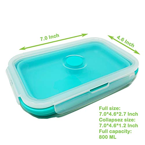 Set Of 4 Collapsible Silicone Food Storage Container, Leftover Meal Box For Kitchen, Bento Lunch Boxes, Bpa Free, Microwave, Dishwasher And Freezer Safe. Foldable Design Saves Your Space. #TOP3