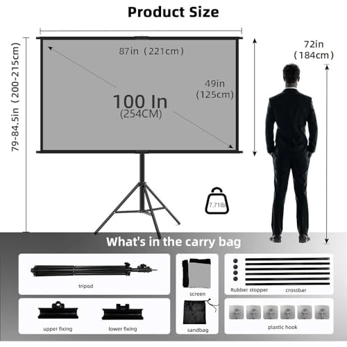 Pantalla de proyección con soporte gris anti-luz 100 pulgadas miniatura 2