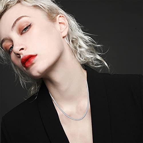 Sterling Silver Cubic Zirconia Tennis Necklace Simulated Diamond Cut Tennis Chain Necklaces Jewelry Gift for Women and Men 14, 15, 16, 18, 20, 22, 24, 26"2
