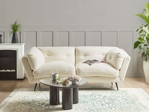 Beliani Modernes Sofa aus Bouclé weiß 3er Sitzer Lenvik – Bild 3