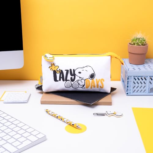 Grupo Erik: Astuccio Triplo Snoopy Lazy Days | Astuccio Scuola Con 3 Scomparti, Manico, Poliestere/Porta Penne Per Bambini E Adulti - 4
