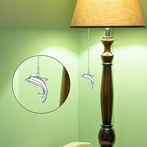 4 Pieces Ceiling Fan Pull Chain Dolphin Ceiling Fan Pull Chain Ornaments Dolphin Silver Fan Pull Chain Dazzling Metal Animal Fan Pull Chain For Fan Pulls Decorative #TOP4