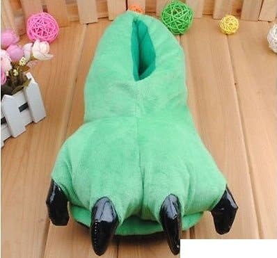 Costume & Cosplay : Size 39-40 Animal Dinosaur Godzilla Paw Claws Monster Feet Soft Plush Stuffed Warm Winter Home Slippers Pajamas Party Shoes for Unisex Adults Men Womens Teens (Light Green)