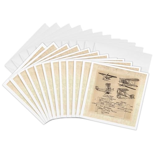 3dRose Early 1900s Sketch Of Airplanes - Greeting Cards, 6 x 6 inches, set of 12 (gc_62138_2)