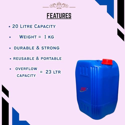 Image of RK Plastic Jerry Can - 20 Litre (Pack of 2) | Plastic Can for Water & Chemical Storage | Leak-Proof Refillable Can with Sealed Cap | Blue PVC Can for Oil, Generators, Jeeps, Marine & Outdoor Use