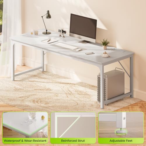 PRAISUN 70 x 24 Inch Computer Desk with Power Outlets & USB-C, White by PRAISUN - Used condition - Image 7