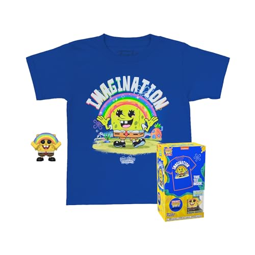 Funko Pocket POP! & Tee: Spongebob Squarepants - SB With Rainbow - for Children and Kids - Large - (L) - Spongebob Squarepants - T-Shirt - Clothes With Collectable Vinyl Minifigure - Gift Idea