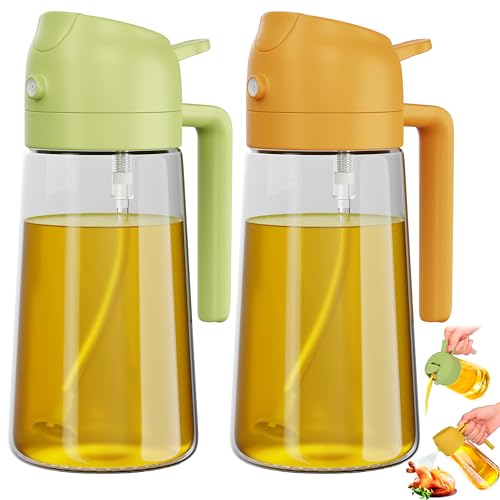 Image of Oil Sprayer Dispenser for Kitchen - 2 in 1 Spray Pour Olive Oil Dispenser Sprayer Bottle for Cooking Grilling Kitchen Salad Barbeque - Refillable Reusable Multifunctional Oiler 16oz (470ml)