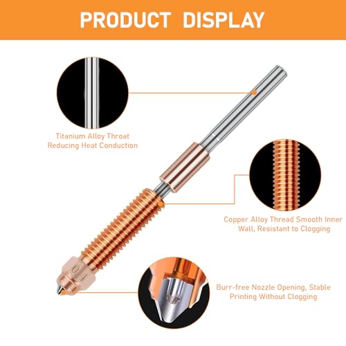 tiyiyok K1C Integrierte Düsen, K1C Düse 0.4mm, kompatibel mit Ender 3v3/Plus K1C/Max, 0.4mm Austauschbare Düse, Düse aus Hochhartem Stahl, Hohe Durchflussrate