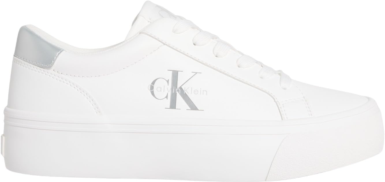 Calvin Klein Damen Vulcanized Sneaker Silver Logo Tag mit Logo