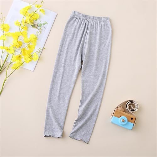 Girls Leggings Toddlers Solid Thin Lettuce Trim Tights Basic Full Length Footless Pants Kids Thermal Lined Trousers2