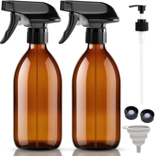 Otauoaea Lot de 2 Vaporisateur en Verre, 500ML Flacon Pulvérisateur Ambré Flacons Vaporisateurs Vides Bouteille Spray Vide Flacon Spray Bottle pour...