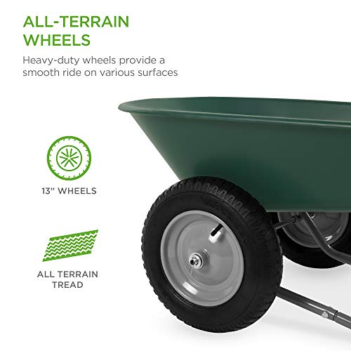 Best Choice Products Dual Wheel Home Yard Rover Wheelbarrow Garden Cart