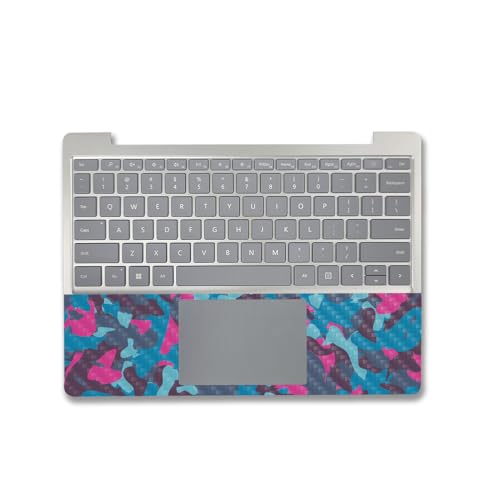 Image of MightySkins Carbon Fiber Skin Compatible with Microsoft Surface Laptop Go 3 (2023) Full Wrap Kit - Cool Blue Pink Camo | Protective, Durable Textured Carbon Fiber Finish | Made in The USA