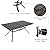 Anmutig 7-Piece Outdoor Patio Dining Set, 63" Anti-Rust Powder Coated Steel Table with 2-Size Umbrella Hole, 6 Stackable Textilene Chairs, Dark Grey for Garden Backyard