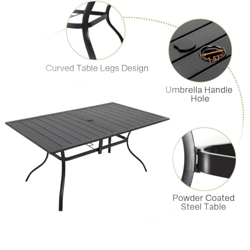 Image of Anmutig 7-Piece Outdoor Dining Set, 63 inch Patio Table, Dark Gray